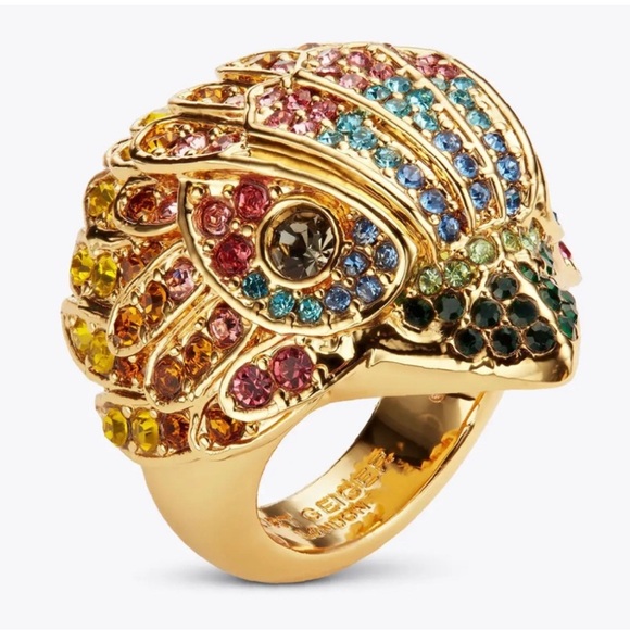 Kurt Geiger 2 pcs. Gold Multicolor Ring and earrings.